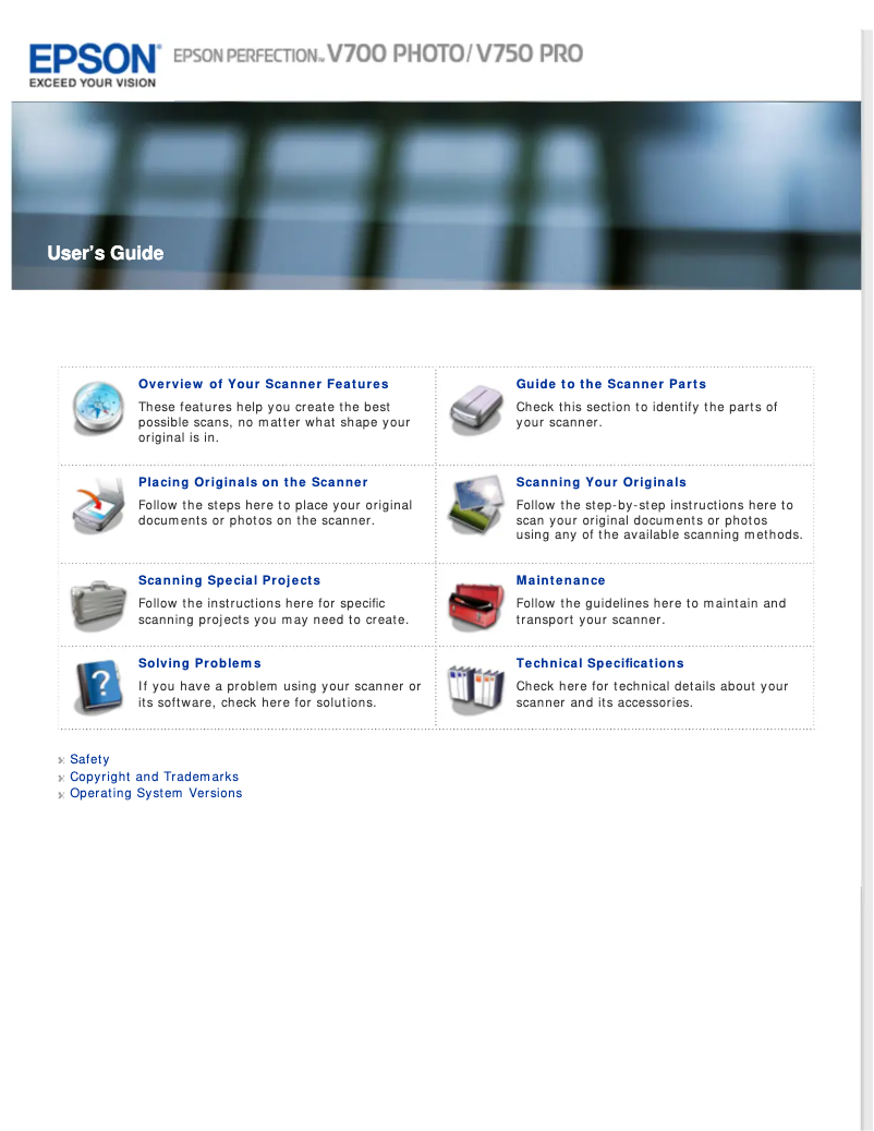 Page 1 de la notice Manuel utilisateur Epson Perfection V700
