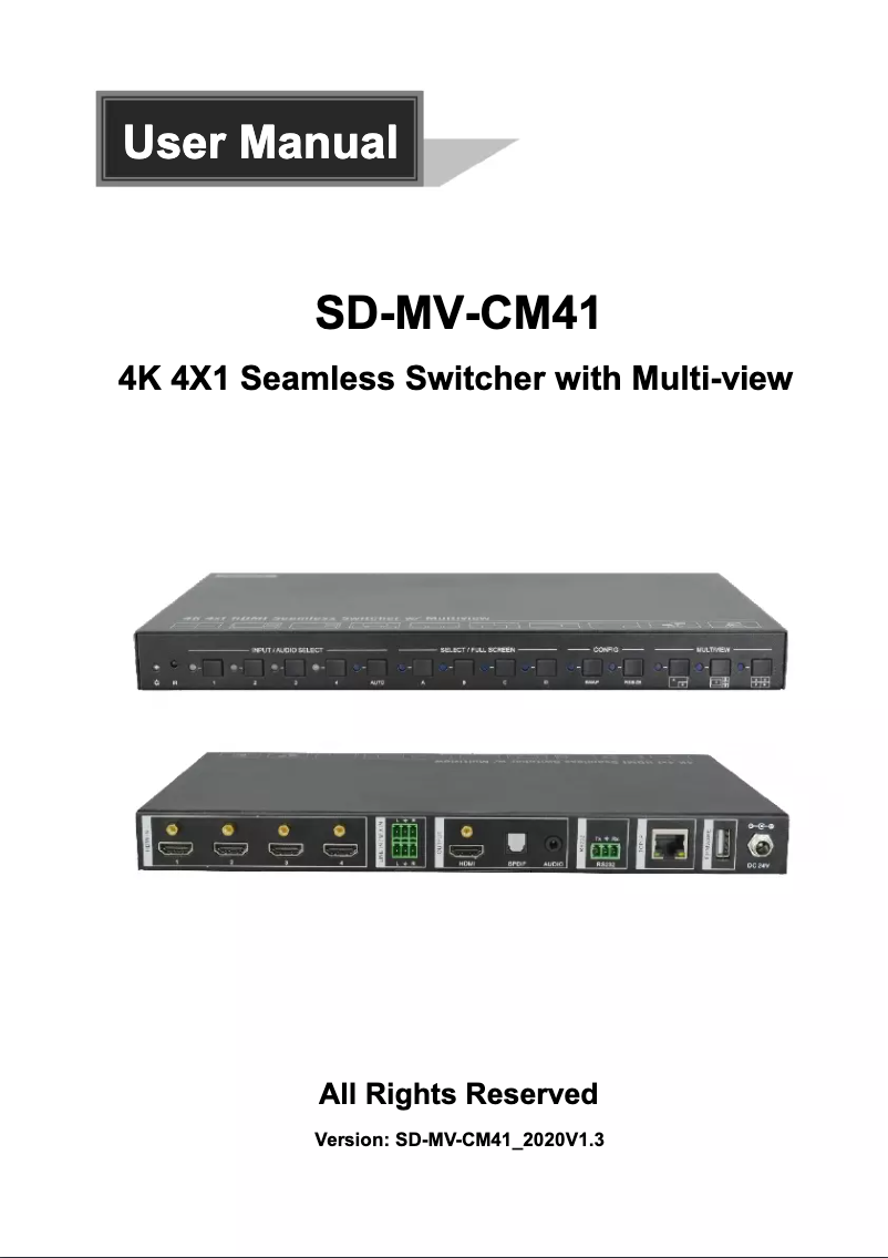 Page n°1 - Manuel utilisateur SEADA SD-MV-CM41