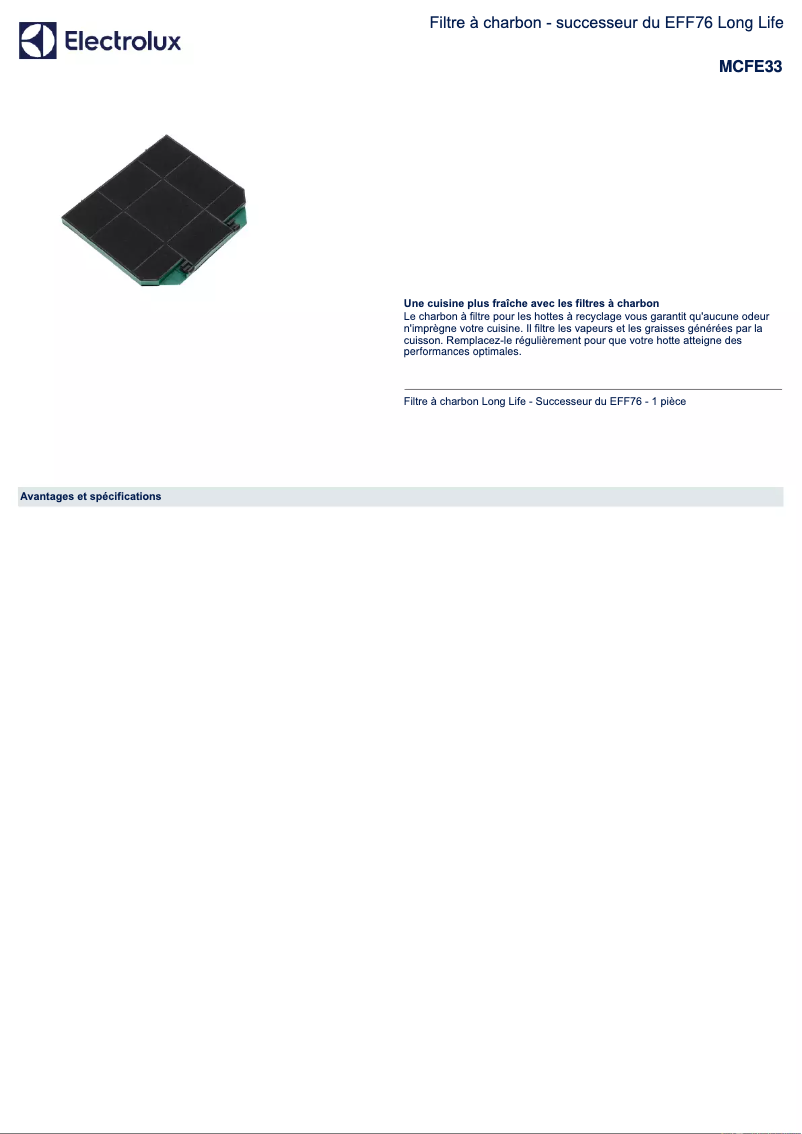 Page n°1 - Manuel utilisateur AEG MCFE33