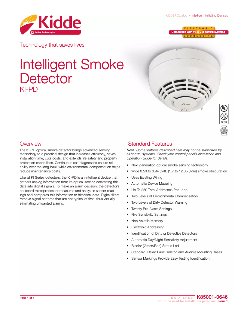 Page n°1 - Manuel utilisateur Kidde KI-PD