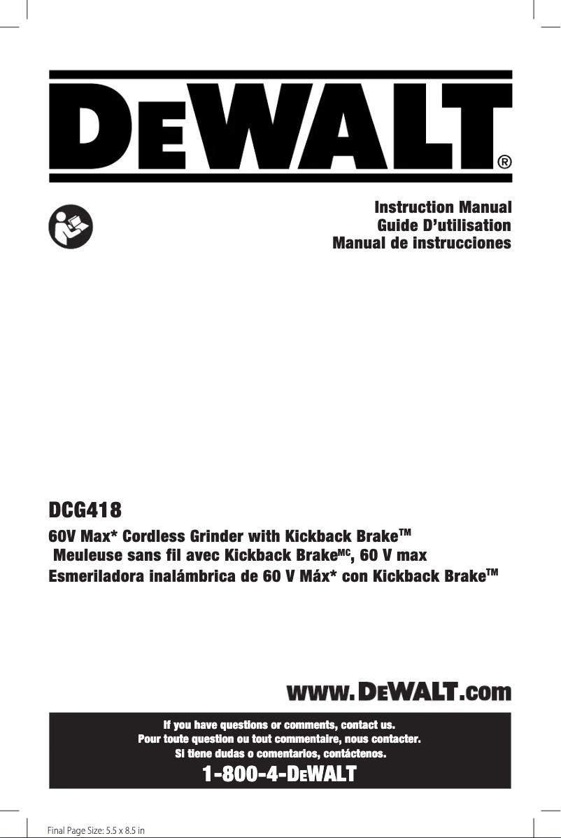 Page 1 de la notice Manuel utilisateur DeWalt DCL043