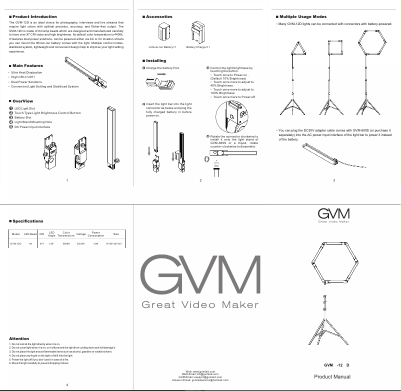 Page n°1 - Manuel utilisateur GVM 12D
