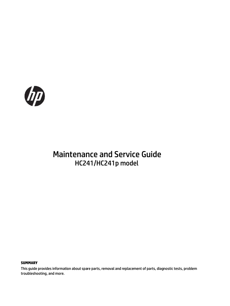 Page 1 de la notice Manuel d'utilisation et d'entretien HP Healthcare Edition HC241