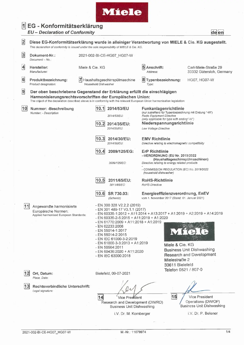 Page 1 de la notice Mode d'emploi Miele G 5217 SCU XXL Active Plus