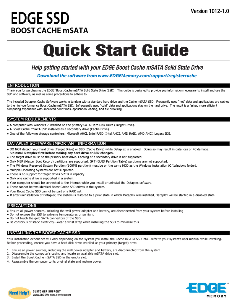 Page n°1 - Manuel utilisateur Edge Boost Cache