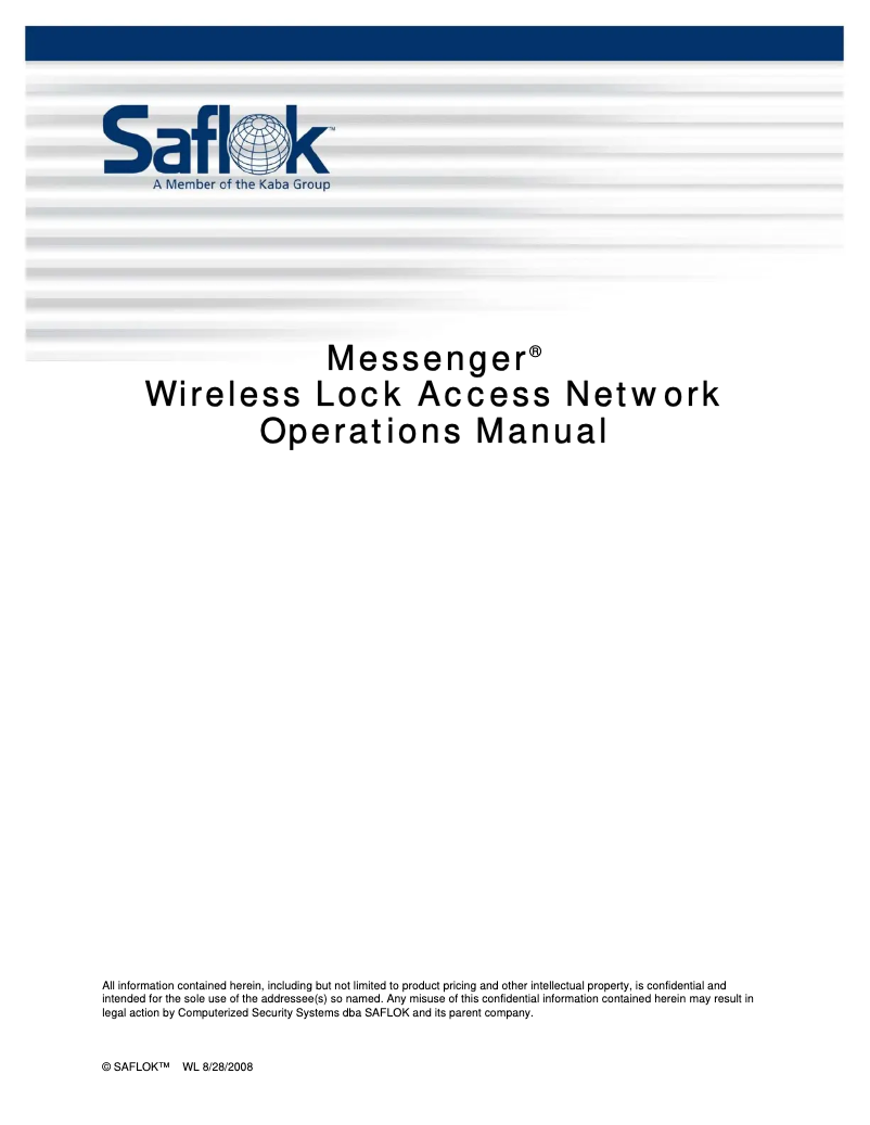Page 1 de la notice Manuel utilisateur Dormakaba Saflok Messenger Lens