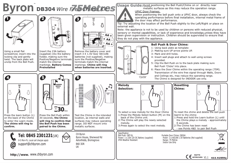 Page 1 de la notice Manuel utilisateur Byron DB304