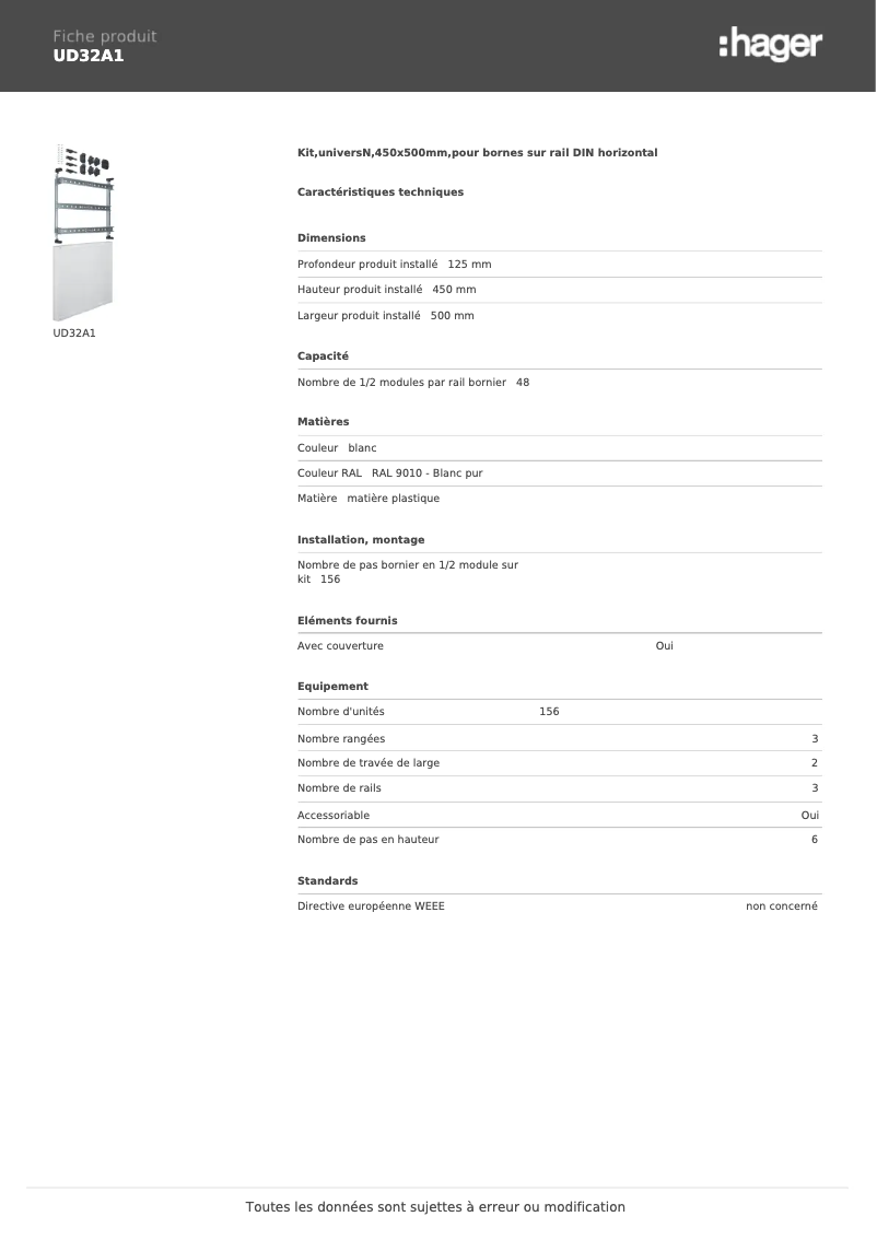 Page n°1 - Manuel utilisateur Hager UD32A1