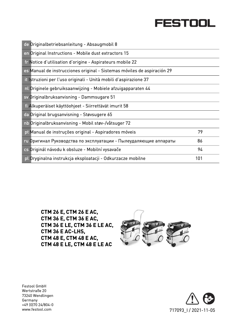 Image de la première page du manuel de l'appareil Cleantec CTM 36 AC