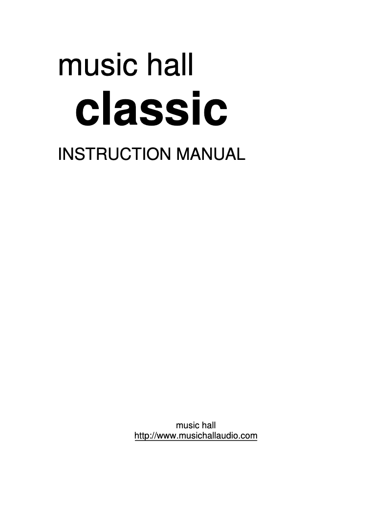 Page 1 de la notice Manuel utilisateur Music Hall Classic