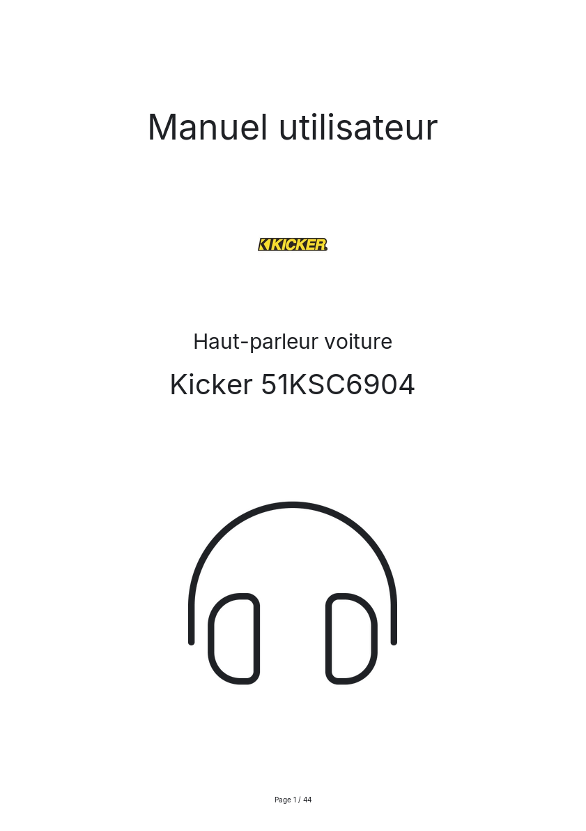 Page n°1 - Manuel utilisateur Kicker 51KSC6904