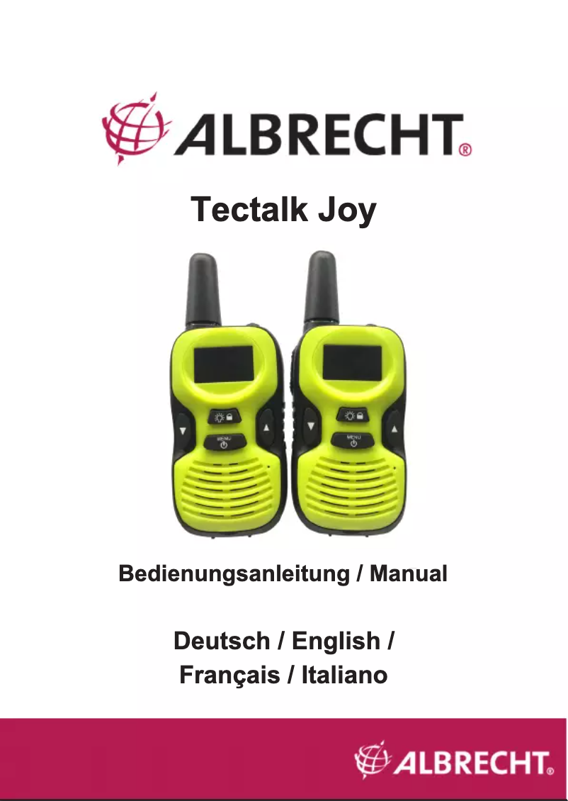 Imagen de la primera página del manual del dispositivo Tectalk Joy