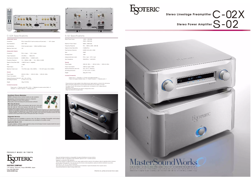 Page 1 de la notice Brochure Esoteric C-02X