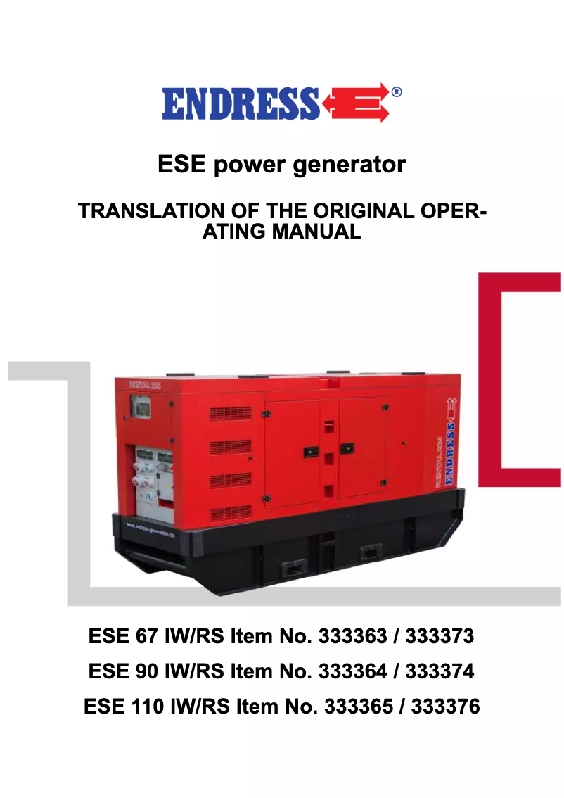 Page 1 de la notice Manuel utilisateur Endress ESE 110 IW/RS