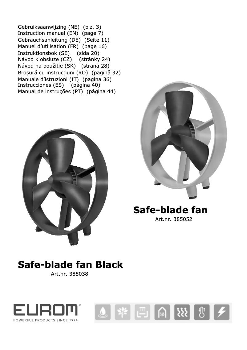 Image de la première page du manuel de l'appareil Safe-blade fan