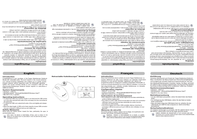 Page n°1 - Manuel utilisateur Targus AMU0503EU