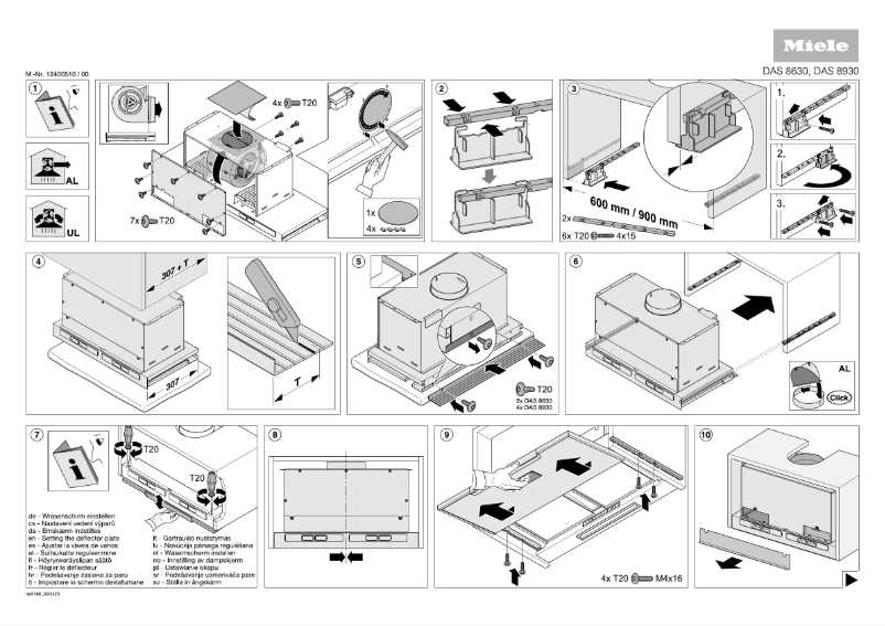 Page n°1 - Instructions / montage Miele DAS 8930