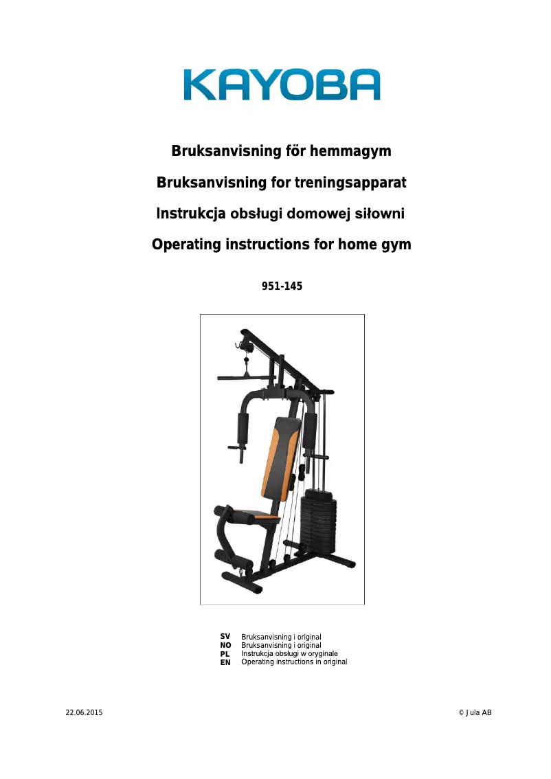 Page 1 de la notice Manuel utilisateur Kayoba 951-145
