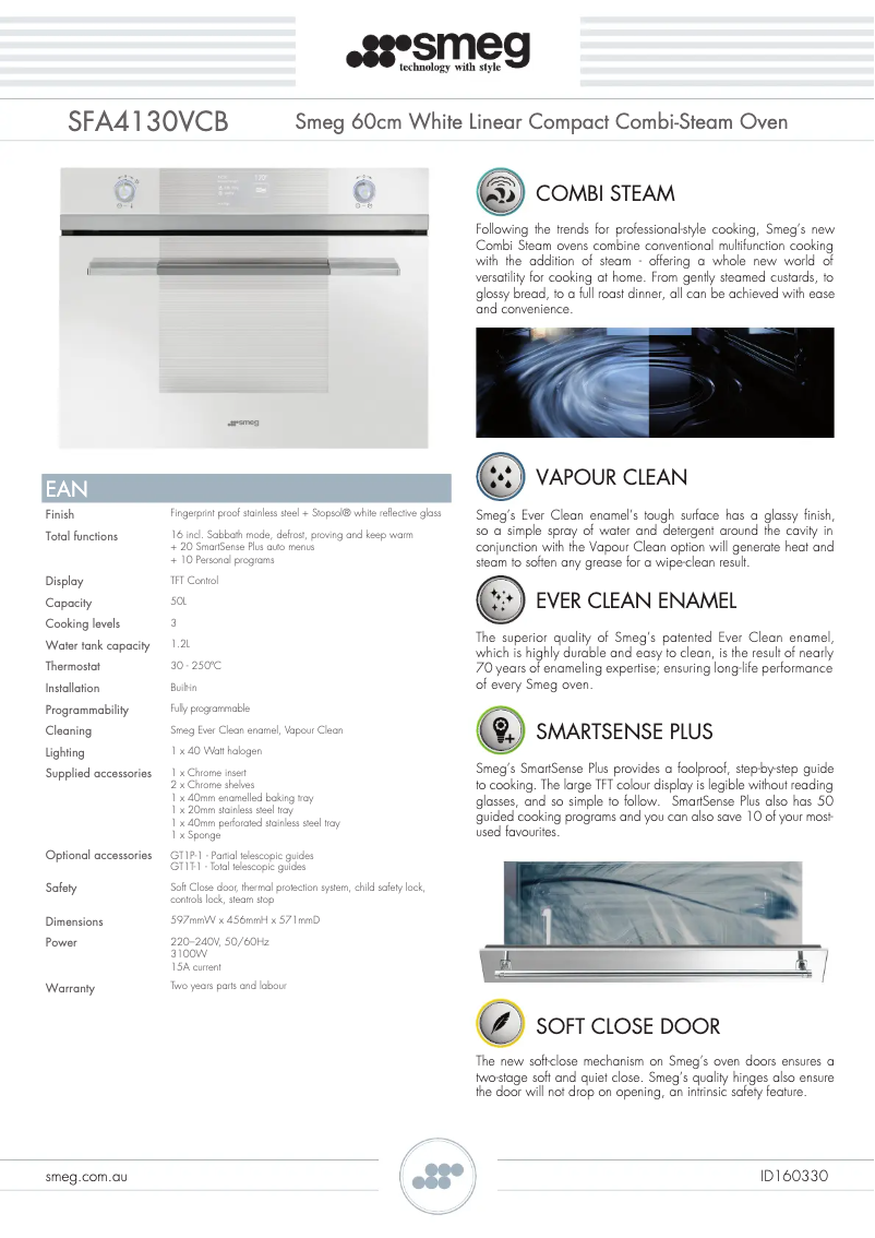 Page n°1 - Fiche technique Smeg SFA4130VCB
