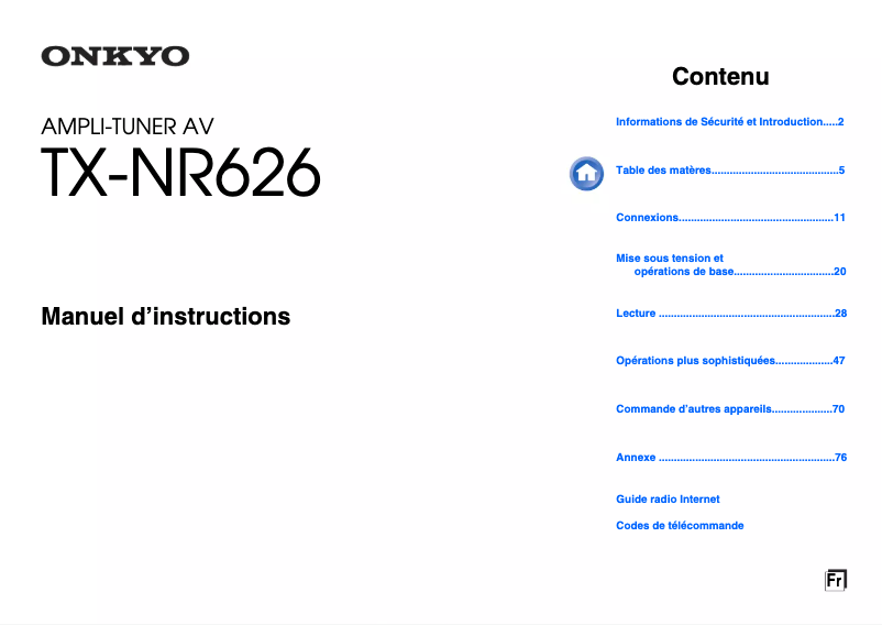 Page n°1 - Manuel utilisateur Onkyo TX-NR626