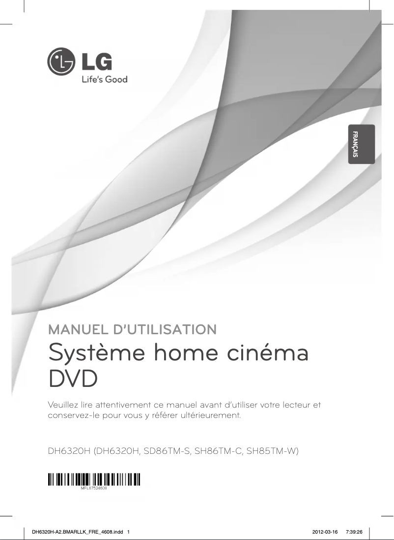 Page 1 de la notice Manuel utilisateur LG DH6320H