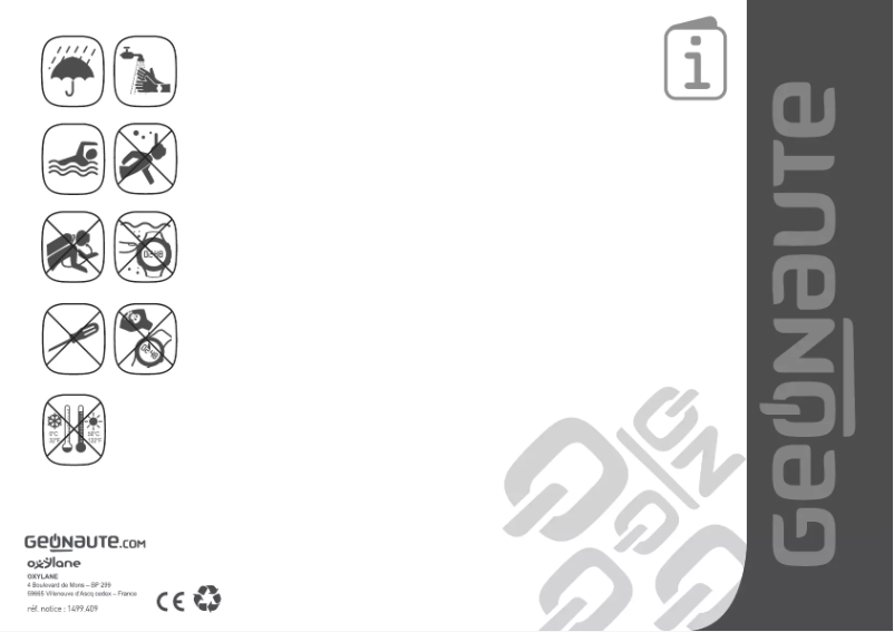 Page 1 de la notice Manuel utilisateur Geonaute ONtraining 200