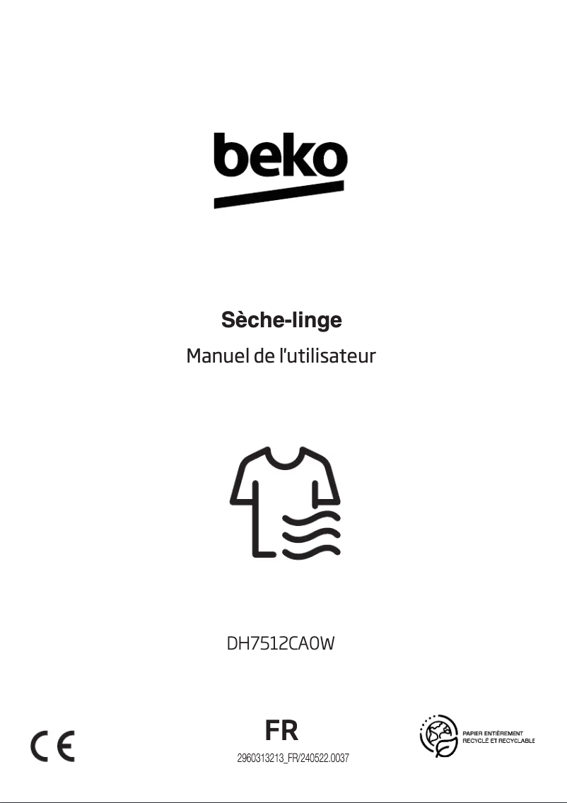 Page 1 de la notice Manuel utilisateur Beko DH7512CA0W