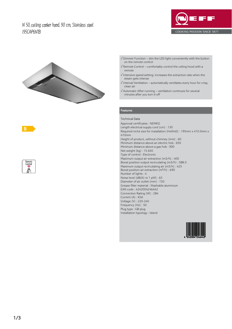 Image de la première page du manuel de l'appareil I95CAP6N1B
