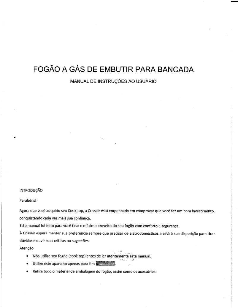 Page n°1 - Manuel utilisateur Crissair NCT 202