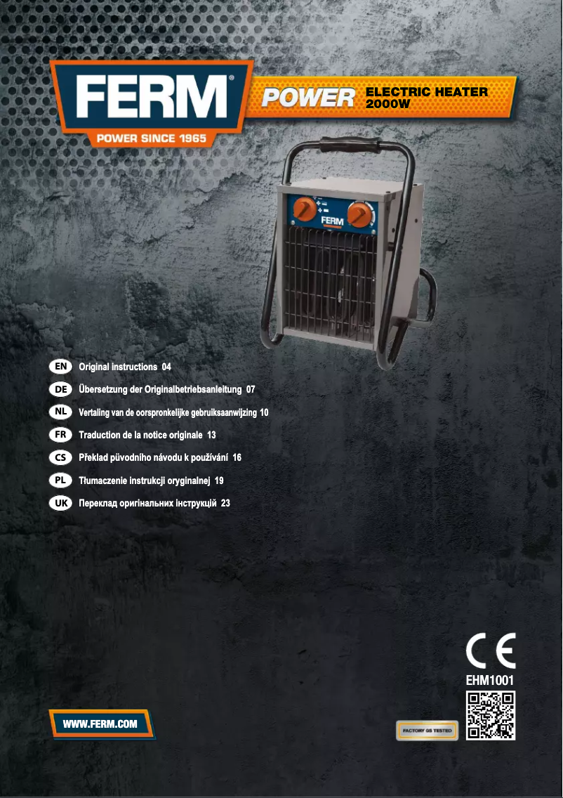 Page 1 de la notice Manuel utilisateur Ferm EHM1001
