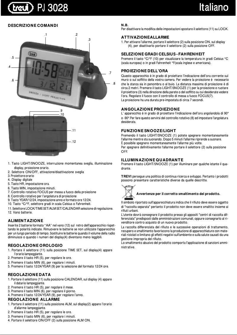 Page 1 de la notice Manuel utilisateur Trevi PJ 3028