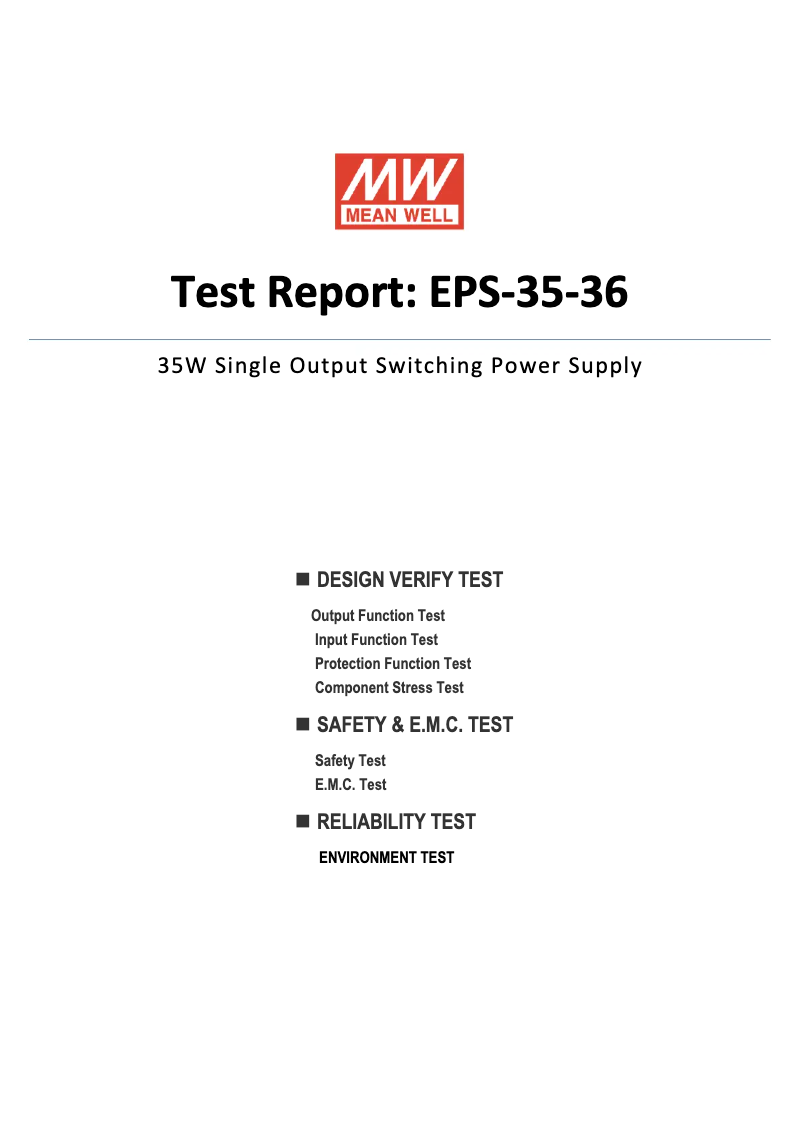 Page 1 of the manual Technical Sheet Mean Well EPS-35-36