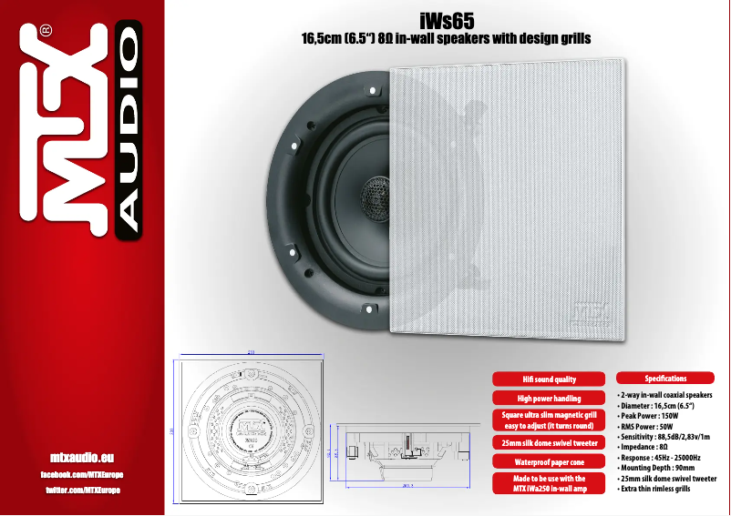 Page n°1 - Manuel utilisateur MTX Audio iWs65