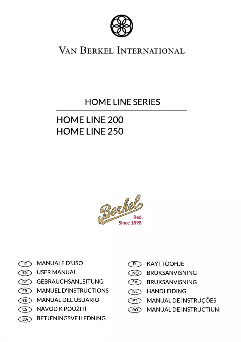 Page n°1 - Manuel utilisateur Berkel Home Line 200