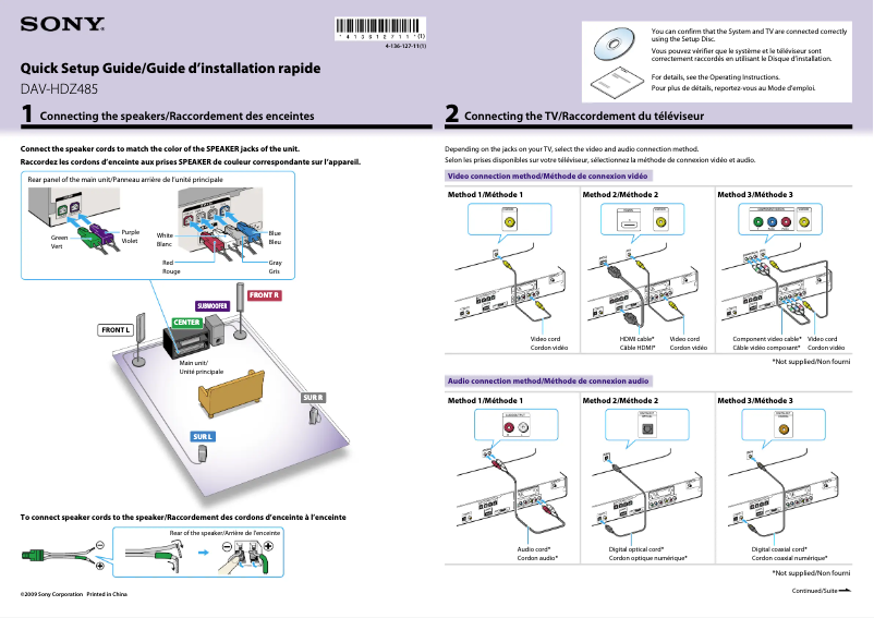 Image de la première page du manuel de l'appareil DAV-HDZ485