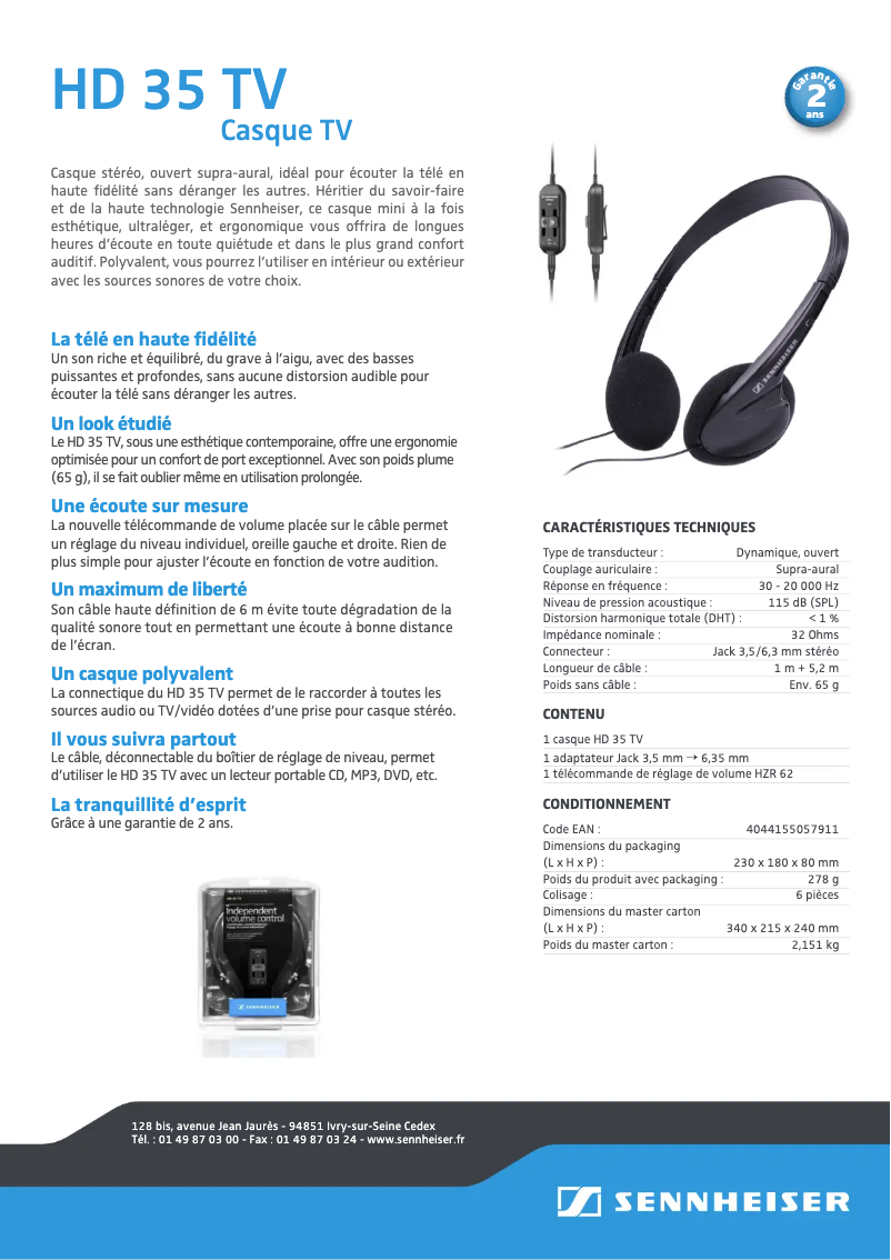 Page n°1 - Fiche technique Sennheiser Set 880