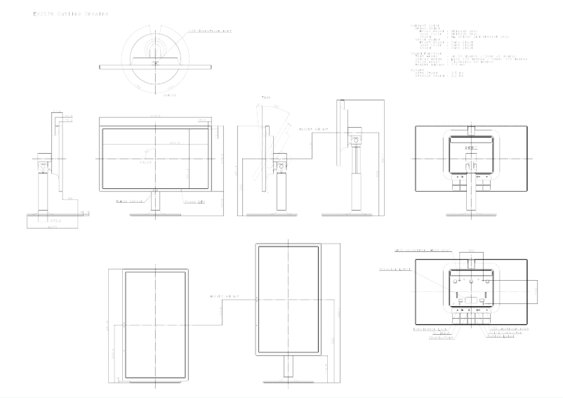 Page 1 de la notice Dessin technique NEC MultiSync EX201W