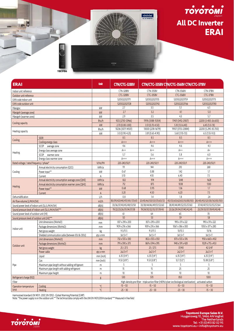 Page n°1 - Fiche technique Toyotomi CTN/CTG-328BV