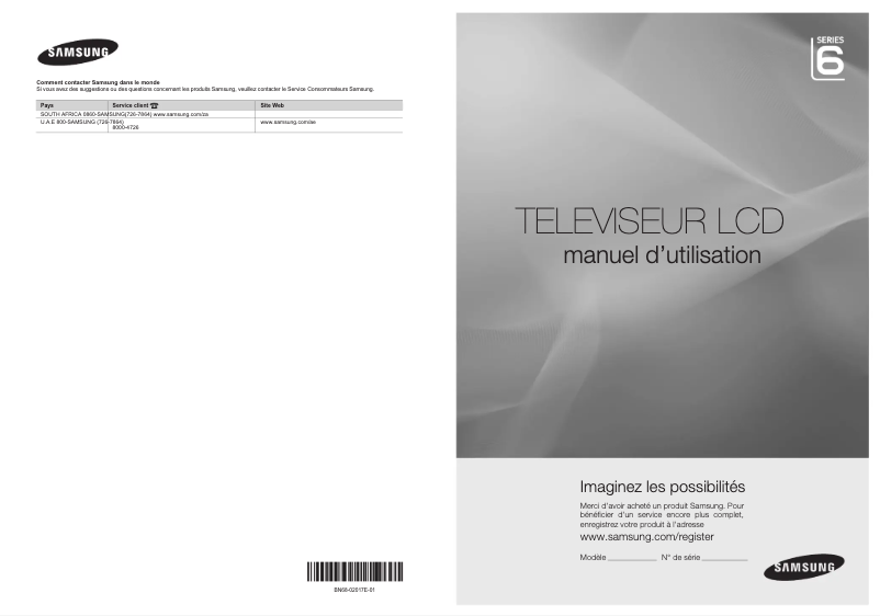 Page 1 de la notice Manuel utilisateur Samsung LA55B650T1R