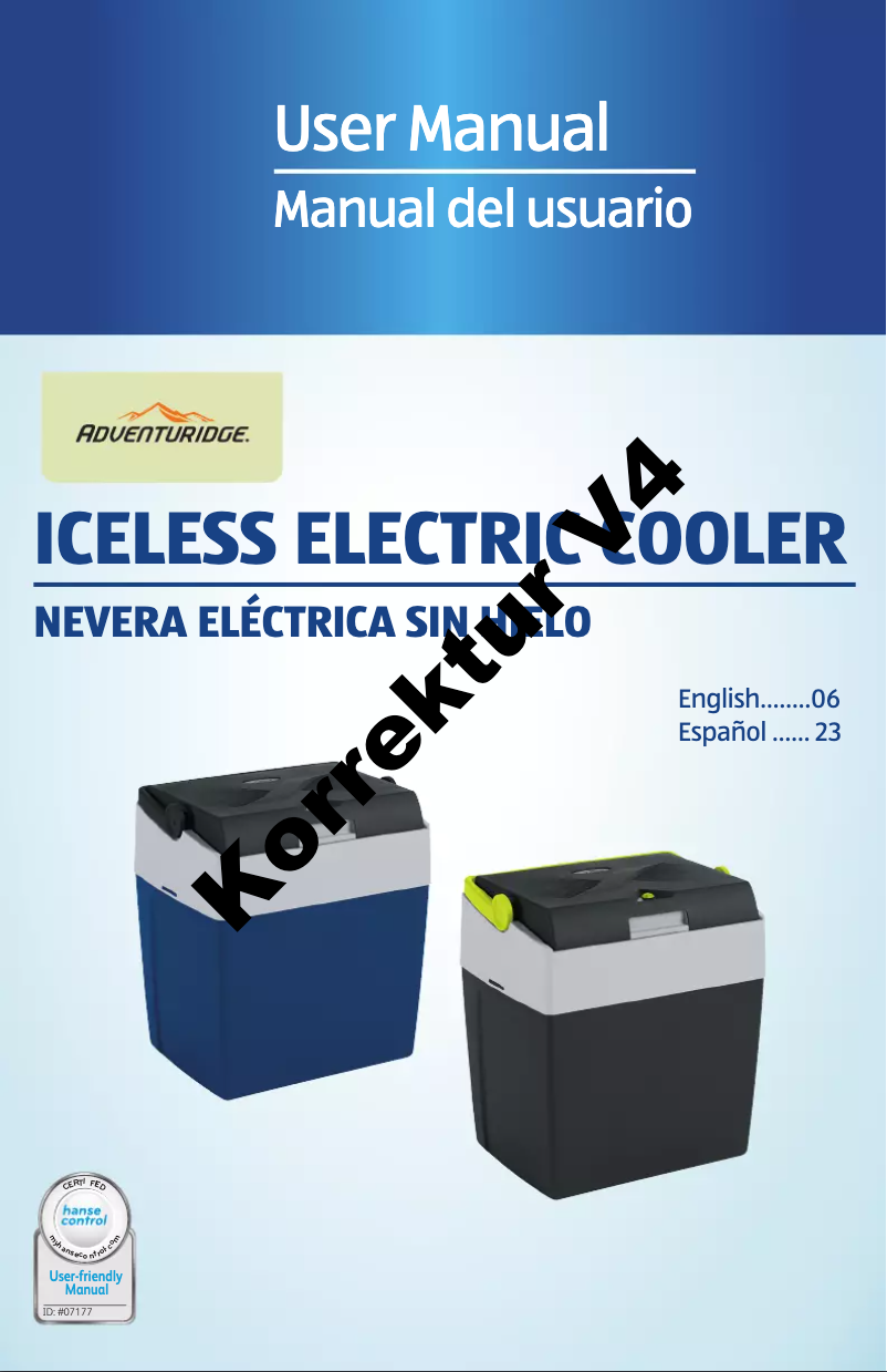 Page 1 de la notice Manuel utilisateur Adventuridge Iceless Electric Cooler 94710