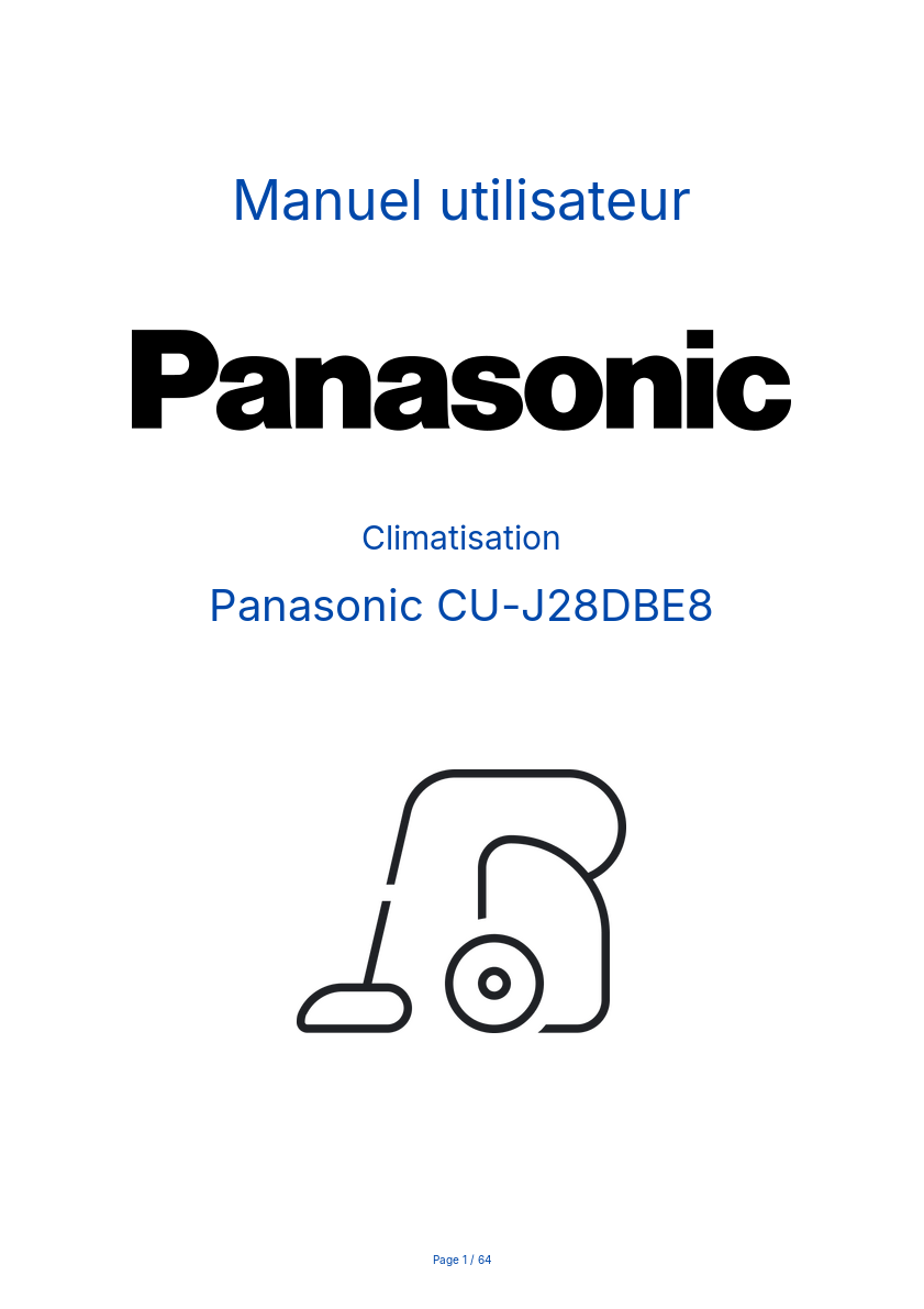 Page n°1 - Manuel utilisateur Panasonic CU-J28DBE8