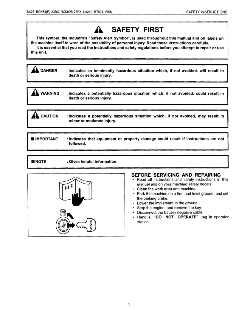 Page 1 de la notice Manuel utilisateur Kubota RCK60B-23BX