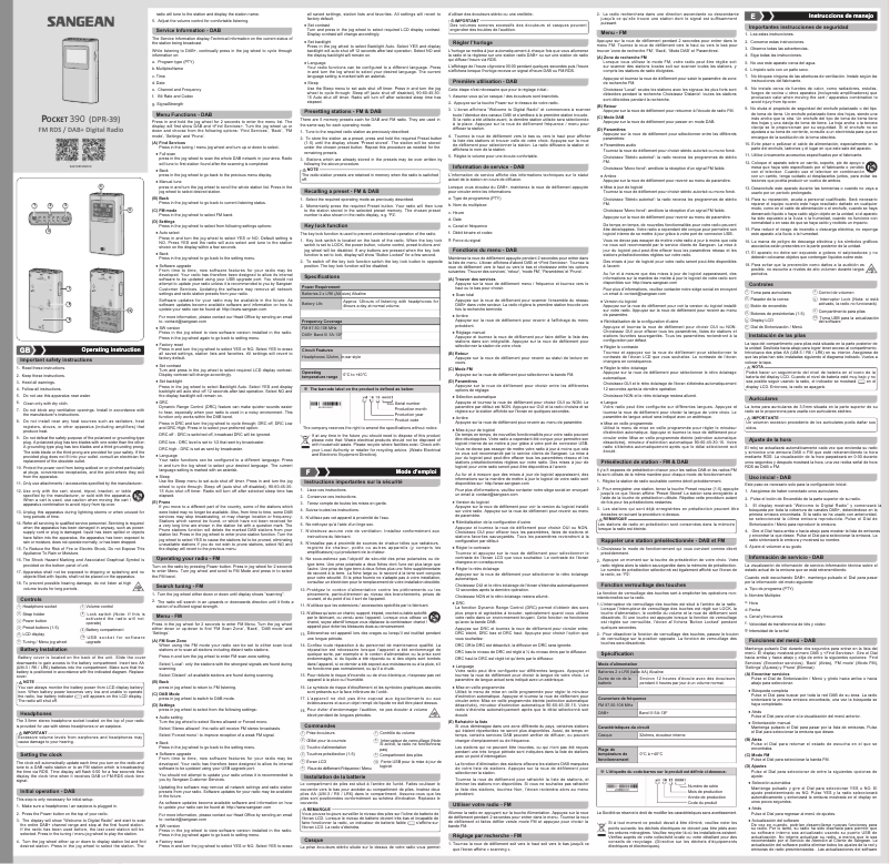 Page 1 de la notice Manuel utilisateur Sangean DPR-39