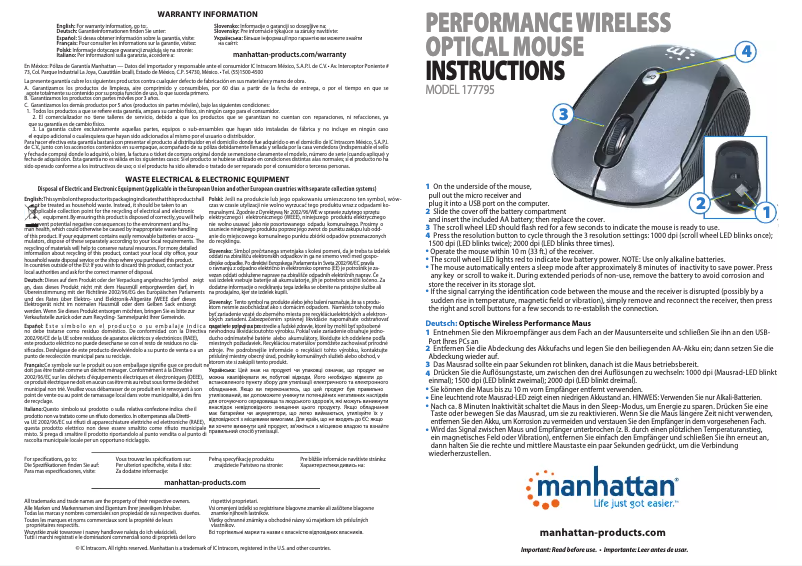 Page 1 de la notice Manuel utilisateur Manhattan Performance 177795