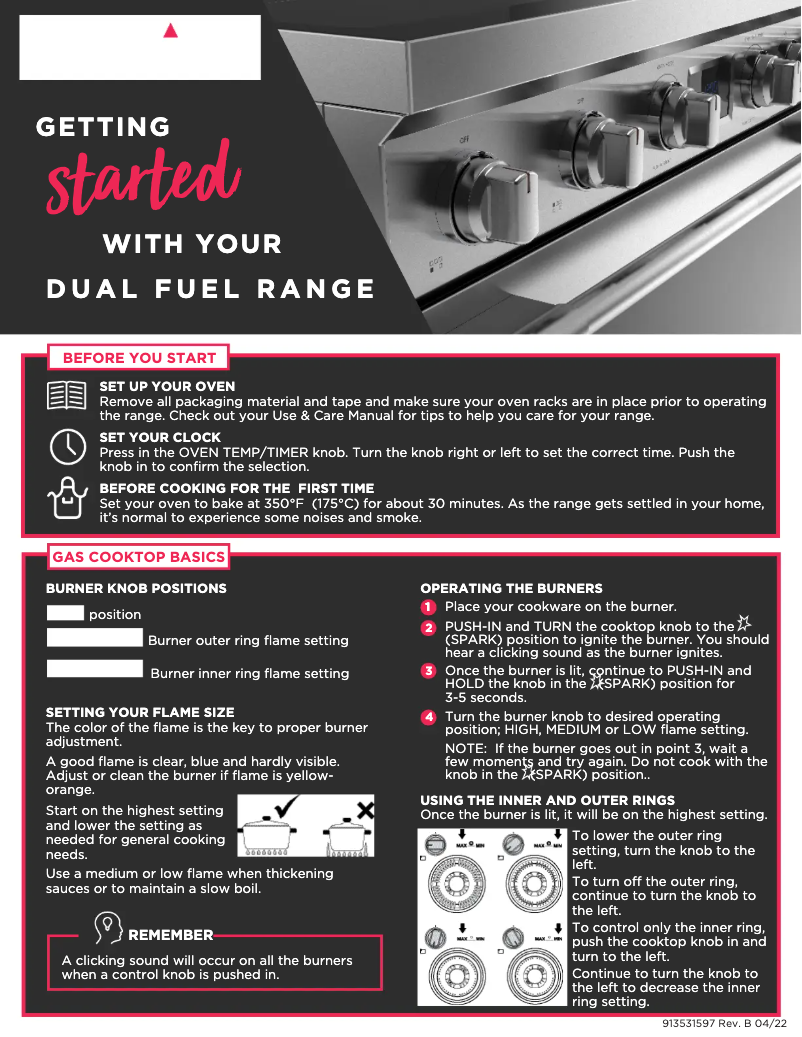 Page n°1 - Guide de démarrage rapide Frigidaire PCFG3670AF