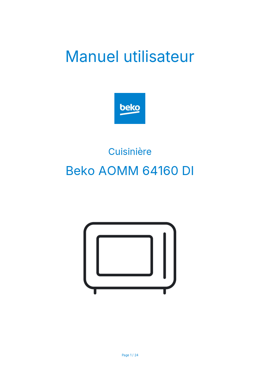 Page n°1 - Manuel utilisateur Beko AOMM 64160 DI