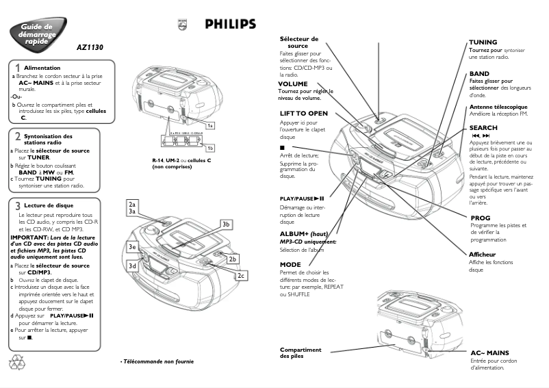 Página 1 del manual Guía de inicio rápido Philips AZ1130