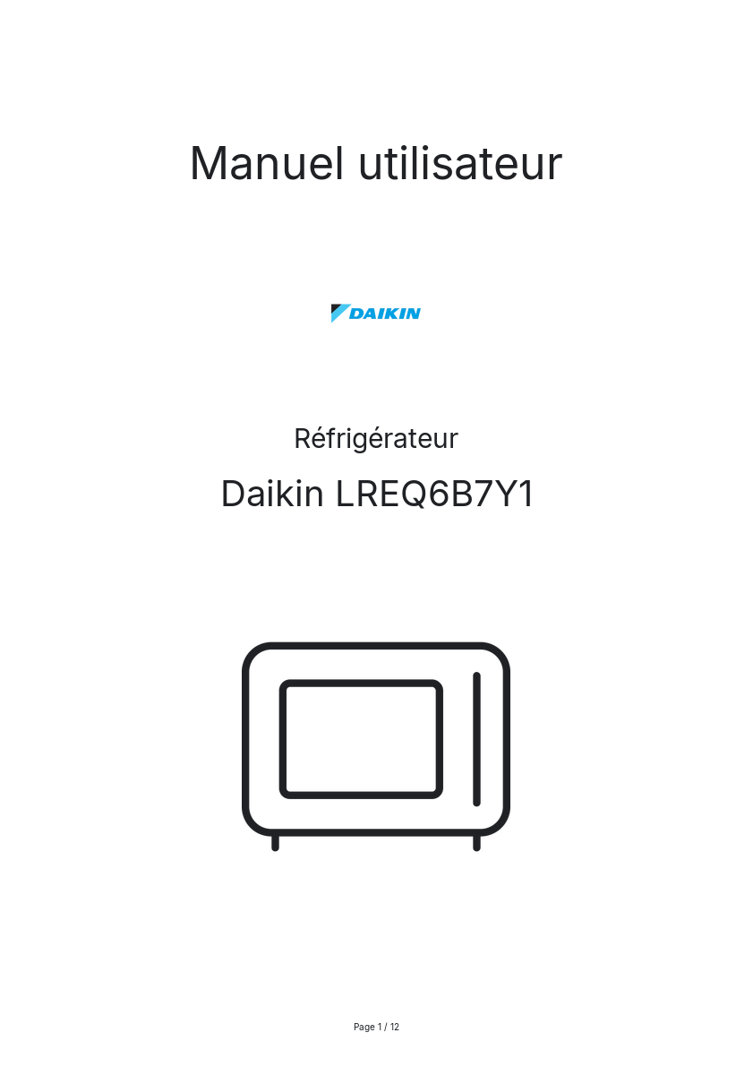 Page n°1 - Manuel utilisateur Daikin LREQ6B7Y1