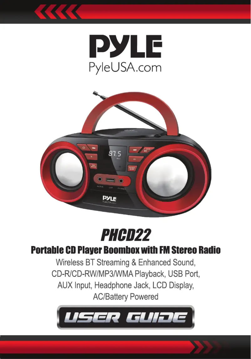 Page 1 de la notice Manuel utilisateur Pyle PHCD22