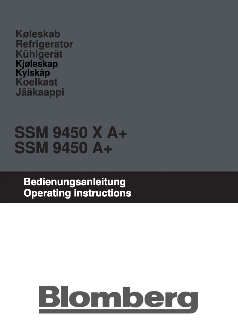 Page n°1 - Manuel utilisateur Blomberg SSM 9450 X